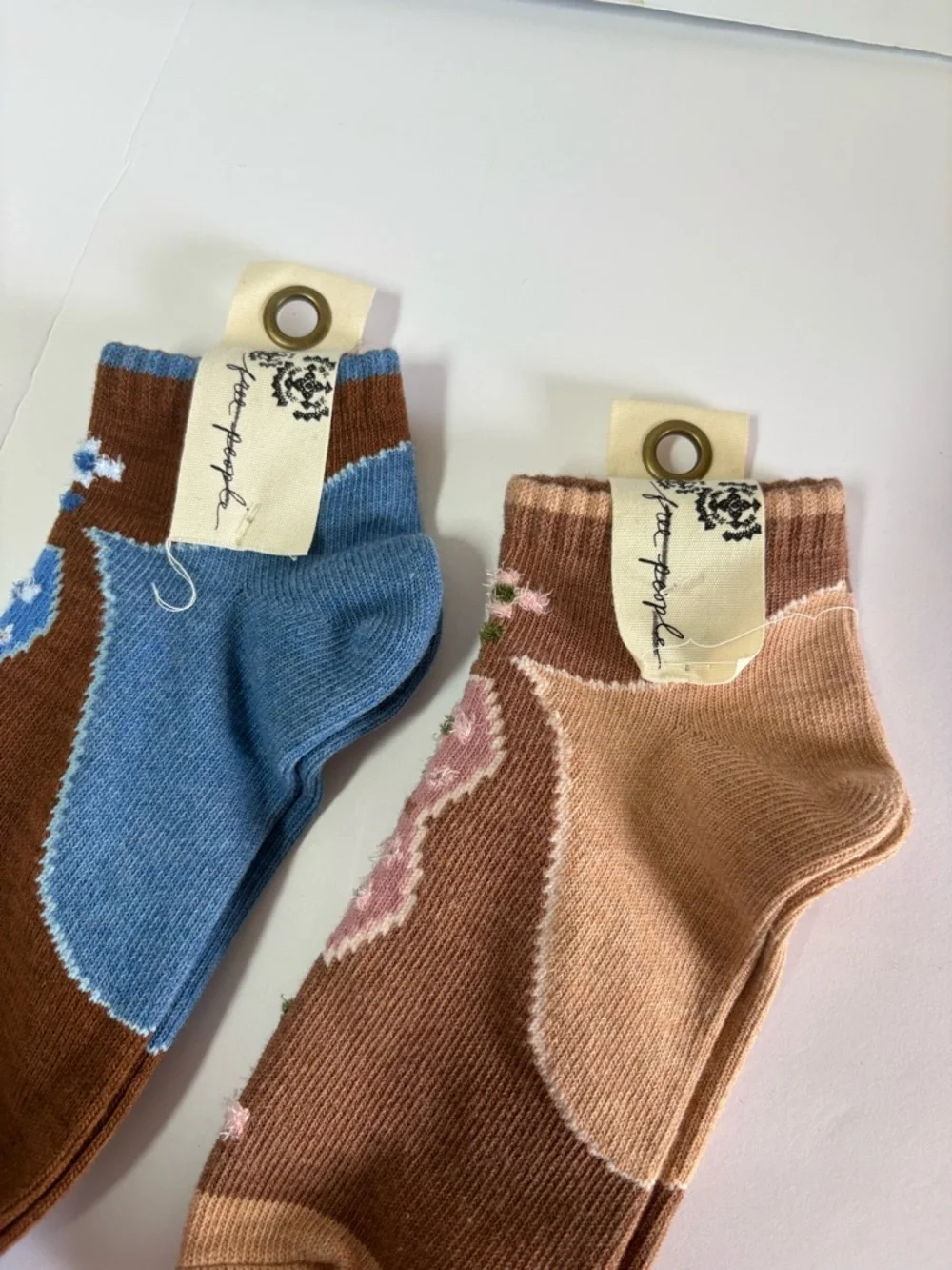 Set of 2 NWT Free People Super Short Raggedy Ankle Socks